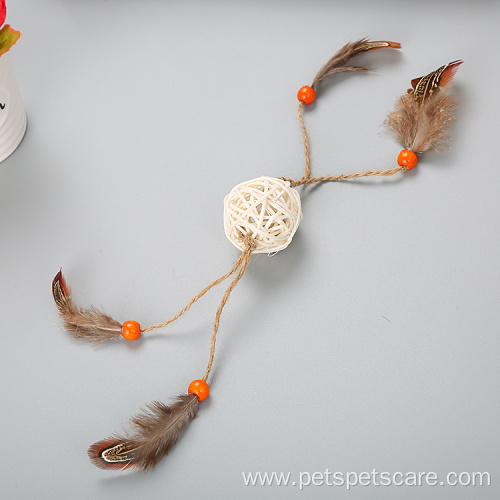 Hollow Rattan Ball With Feather Cat Ball Toy